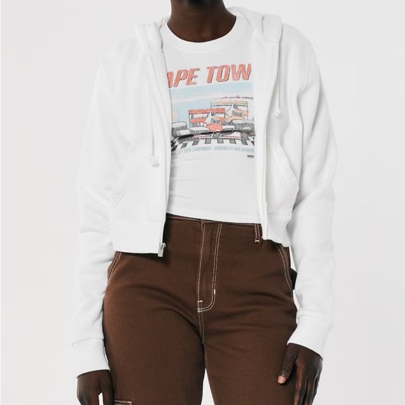 Hollister Feel Good Fleece Mini Zip-Up Hoodie Sweatshirt - Picture 6 of 6